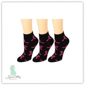 Breast Cancer Awareness Ribbon Print Ankle Socks